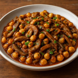 Entree: Lebanon – Levant – Chickpea and Mushroom Strips (Levantine Style) recipe