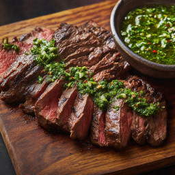 Entree: Argentina – Grilled Flat Iron Steak with Chimichurri recipe