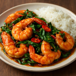 Entree: Thailand – ผัดกะเพรากุ้ง ➤ Phat kaphrao kung (Stir-fried tiger prawns with holy basil) recipe