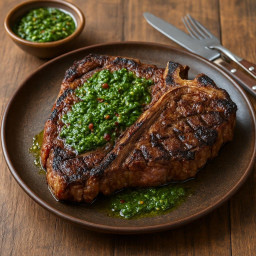 Entree: Argentina – Pampas – Argentine Asado-Style Porterhouse with Chimichurri recipe