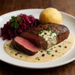 Entree: Germany – Hirschsteak with Juniper Cream Sauce recipe