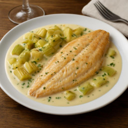 Entree: France – Normandy – Sole aux Poireaux et Vin Blanc (Sole with leeks in a white wine cream sauce) recipe