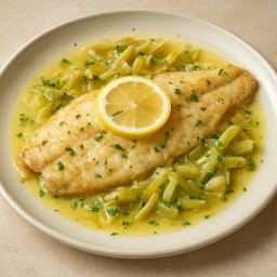 Entree: Italy – Sogliola ai Porri al Limone e Burro (Sole with leeks in lemon-butter sauce) recipe