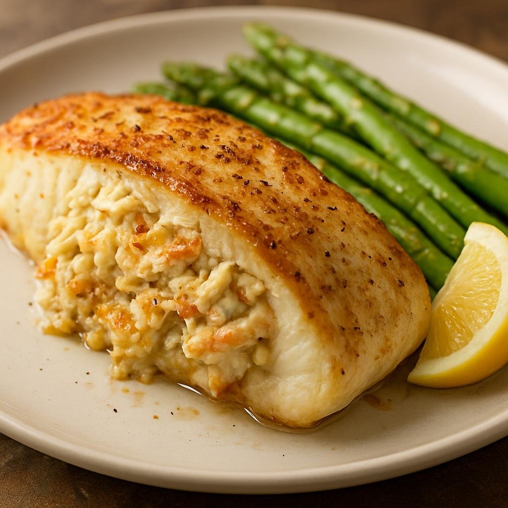 Entree: United States – Alaska – Alaskan Crab-Stuffed Halibut recipe