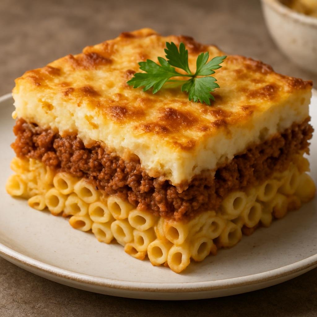 Entree: Greece – Aegean Islands – Παστίτσιο Pastítsio (Greek baked pasta) recipe