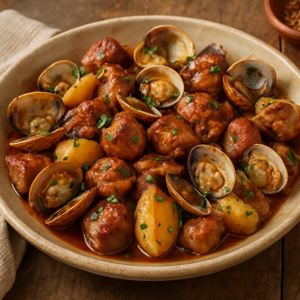 Entree: Portugal – Alentejo – Carne de porco à Alentejana (Alentejo-Style Pork With Clams) recipe