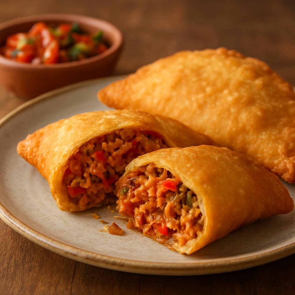 Entree: Cape Verde – Northern Culinary Region – Pastel com Diabo Dentro (Fried savory turnover filled with a spicy tuna and vegetable mixture) recipe