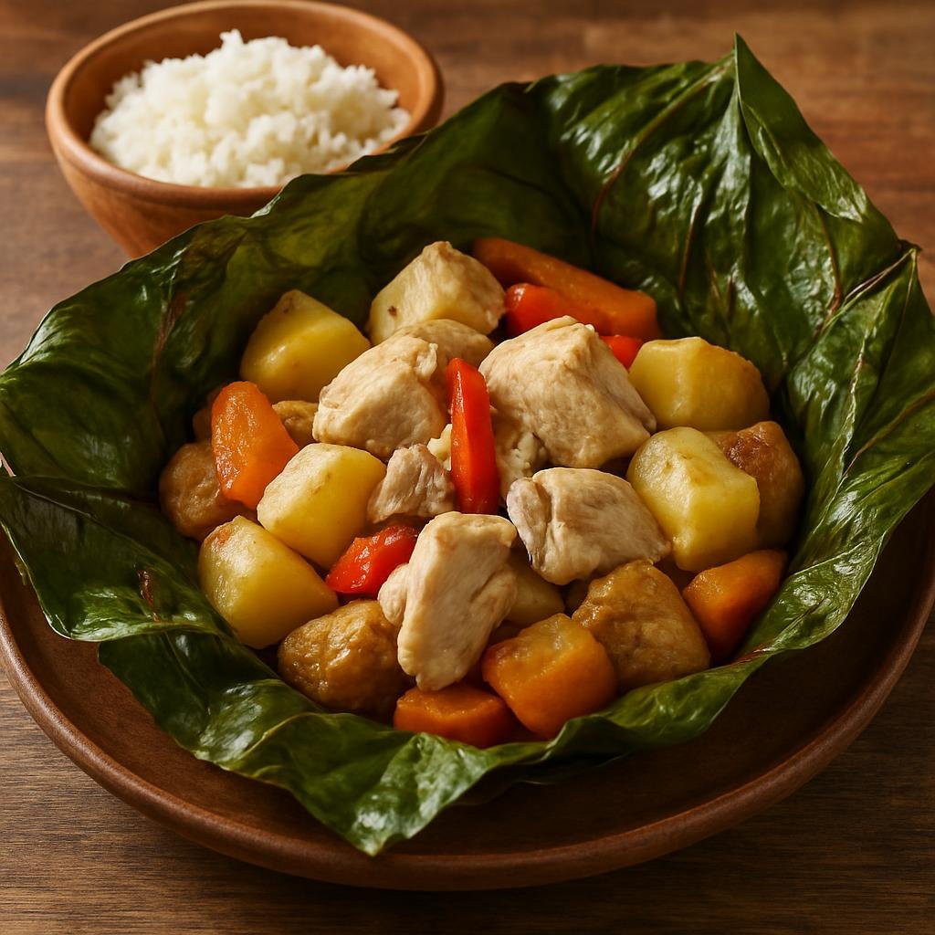 Entree: New Caledonia – National Cuisine – Bougna (Earth-cooked bundle) recipe