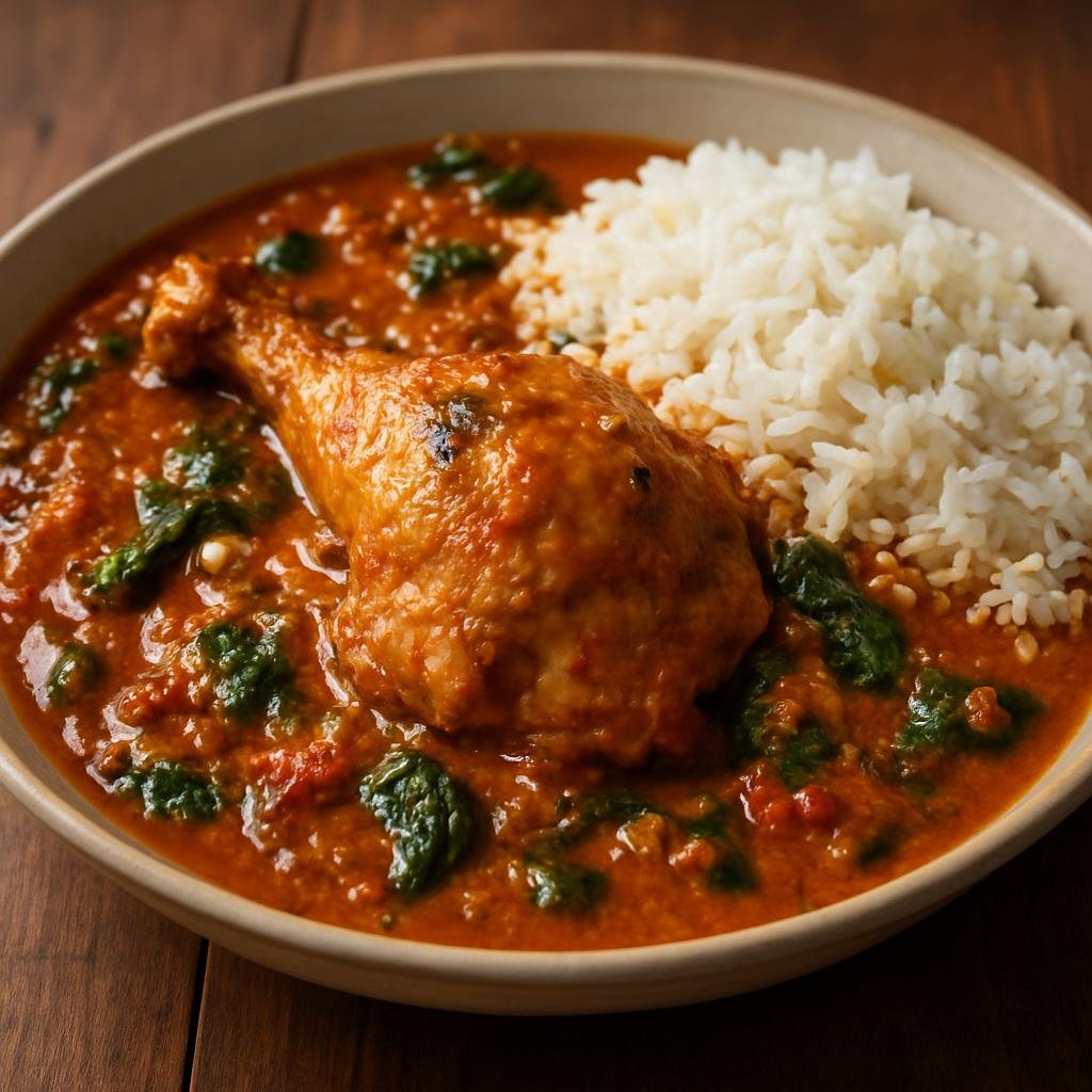 Entree: Gabon – Central Culinary Region – Poulet Nyembwe (Chicken in palm-nut sauce) recipe