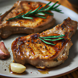 Entrée: United States – Classic Pork Chops with Garlic and Thyme recipe