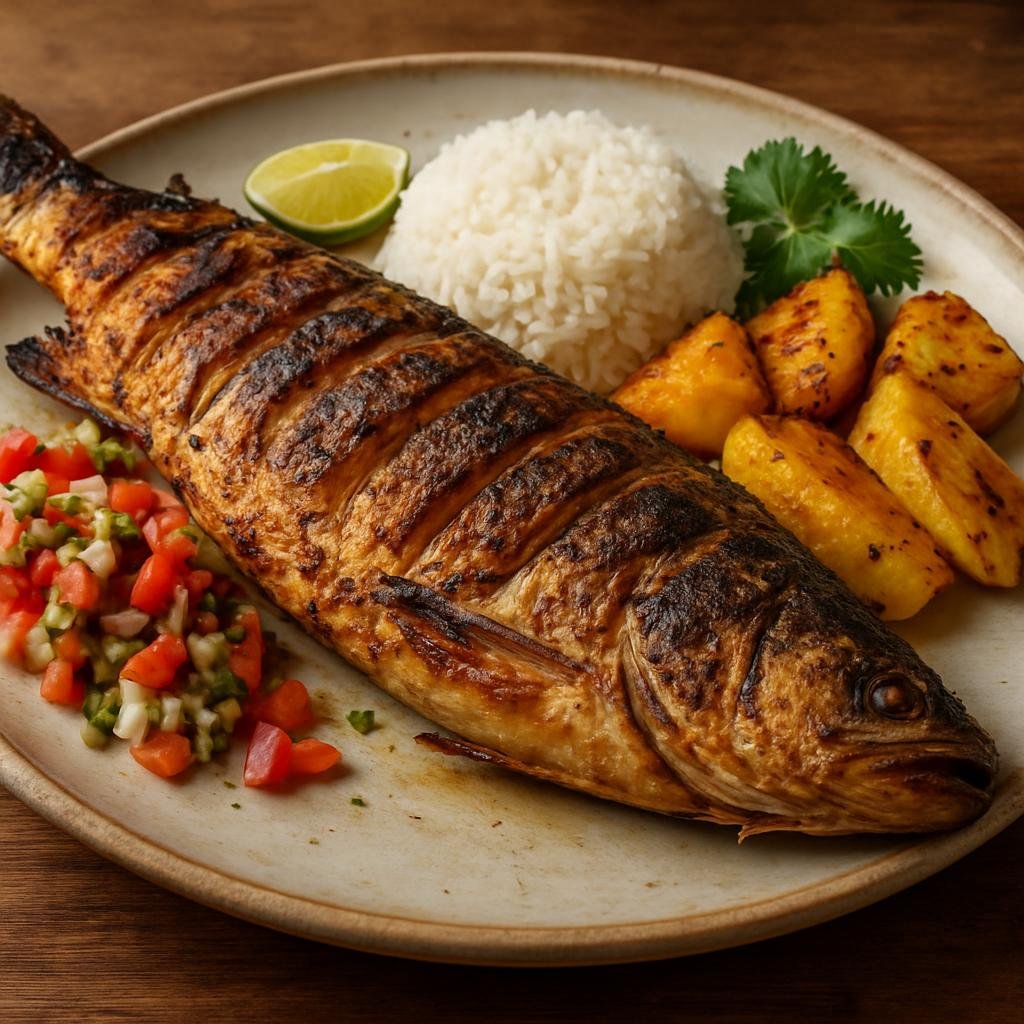 Entree: Colombia – Amazonian Colombia – Pirarucú a la brasa (Grilled Arapaima) recipe