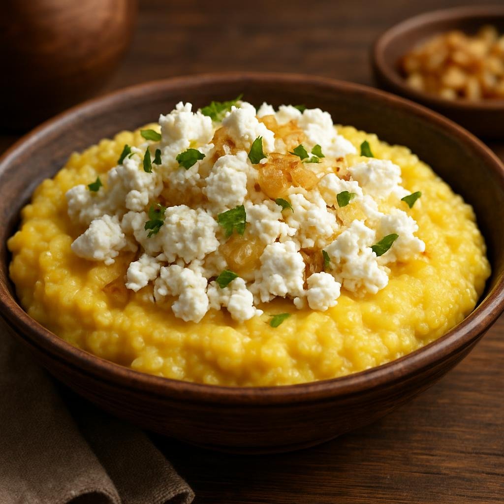 Entree: Ukraine – Carpathian Ukraine – Гуцульська бринза Hutsulska brynza (Hutsul sheep's cheese served with banosh) recipe