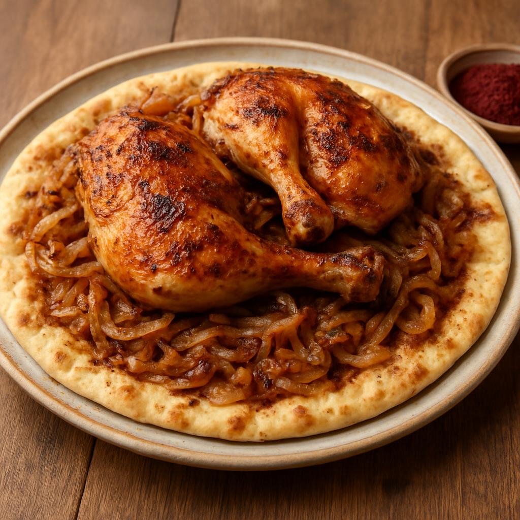 Entree: Israel – Galilee – مسخّن ➤ Musakhan (Sumac-scented roasted chicken on flatbread) recipe