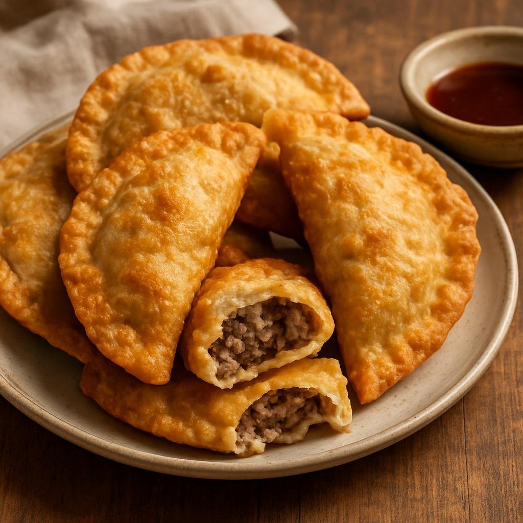 Entree: Mongolia – National Cuisine – хуушуур Khuushuur Fried meat pastry (Fried meat pastry) recipe