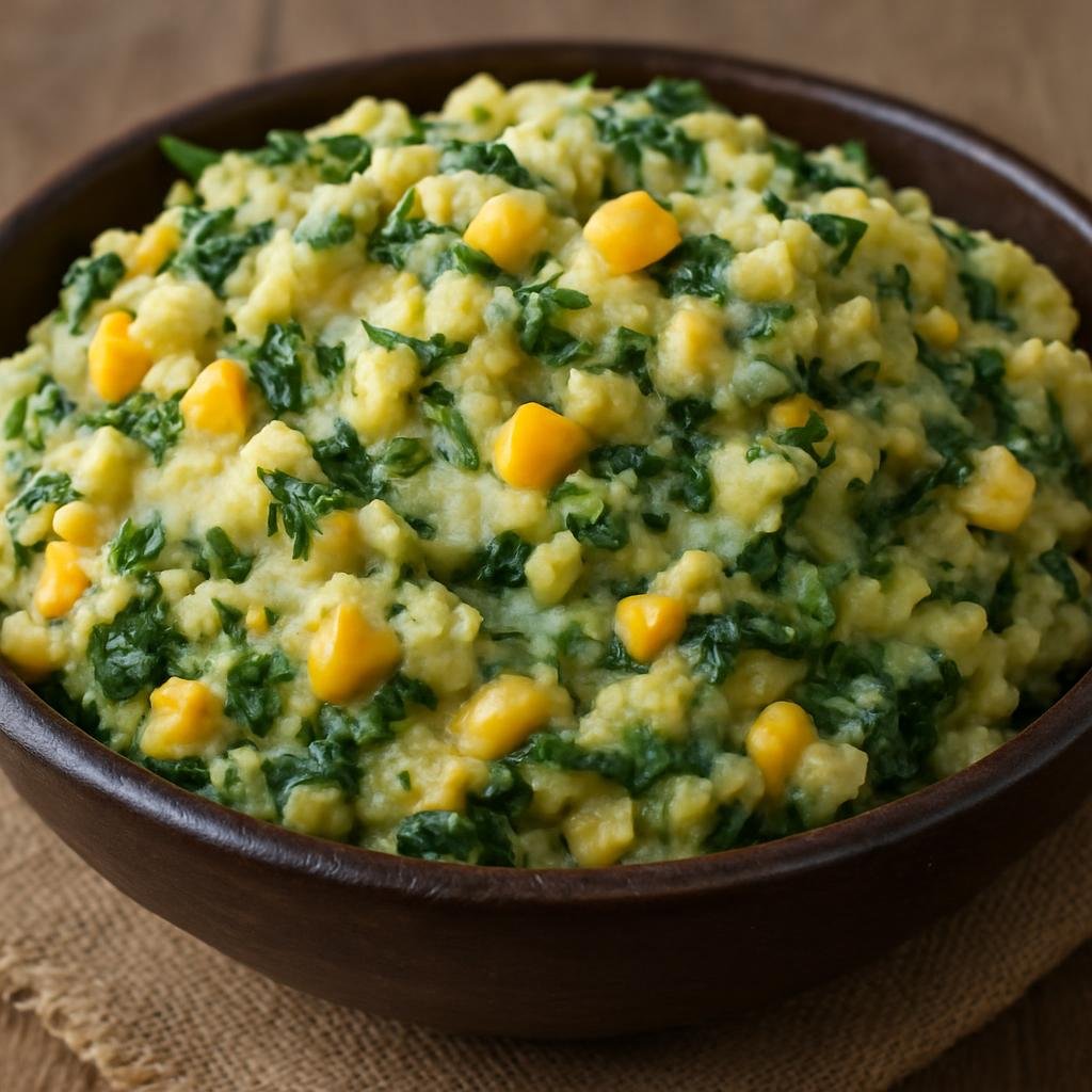 Entree: Kenya – Nairobi & Central Kenya – Mukimo (mashed potatoes with corn and greens) recipe