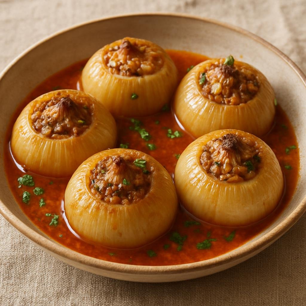Entree: Bosnia and Herzegovina – Central Culinary Region – soğan dolması (stuffed onions) recipe