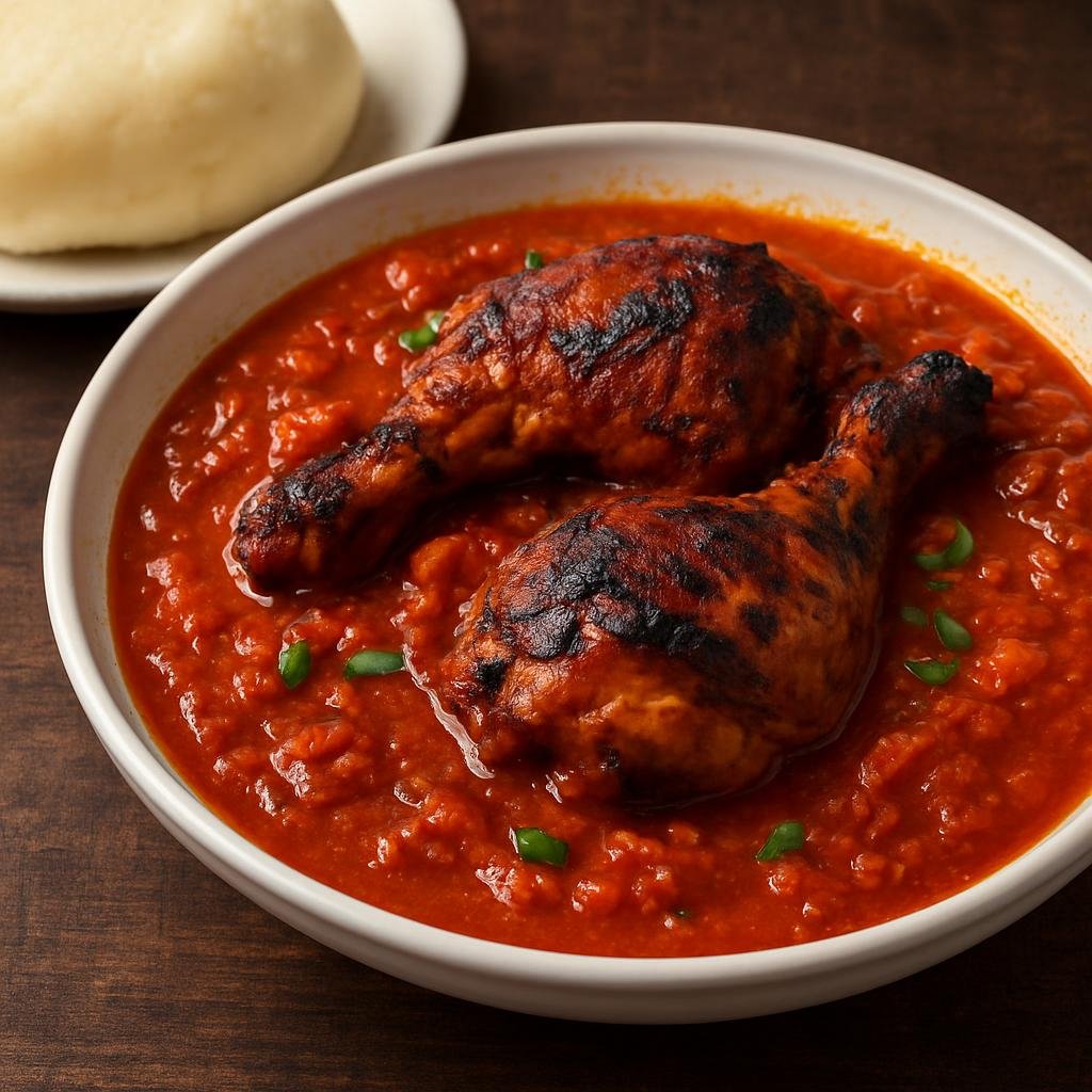 Entree: Cameroon – Central Culinary Region – Kati Kati (Grilled-and-simmered chicken in spicy palm-tomato sauce) recipe