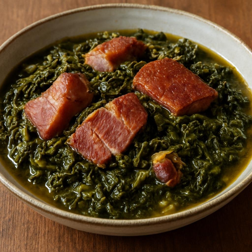 Entree: Montenegro – National Cuisine – Раштан Raštan (Stewed kale with smoked pork) recipe