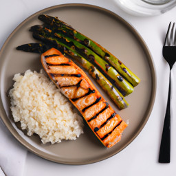 Grilled Salmon with Asparagus and Jasmine Rice recipe