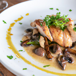 Entrée: United States – Pan-Seared Chicken with Garlic Button Mushrooms recipe