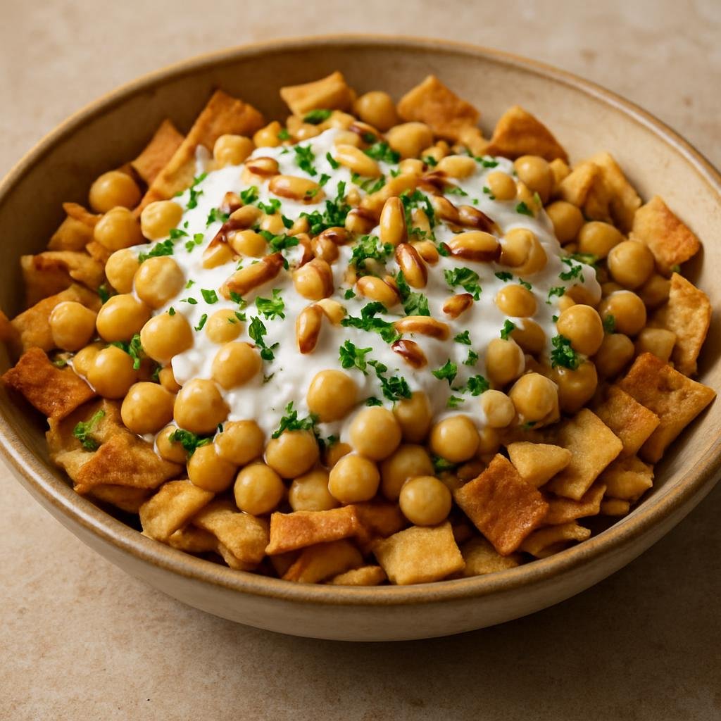 Entree: Lebanon – Beirut & Coastal Lebanon – فتة ➤ Fatteh (Toasted pita with chickpeas and garlic-yogurt sauce) recipe