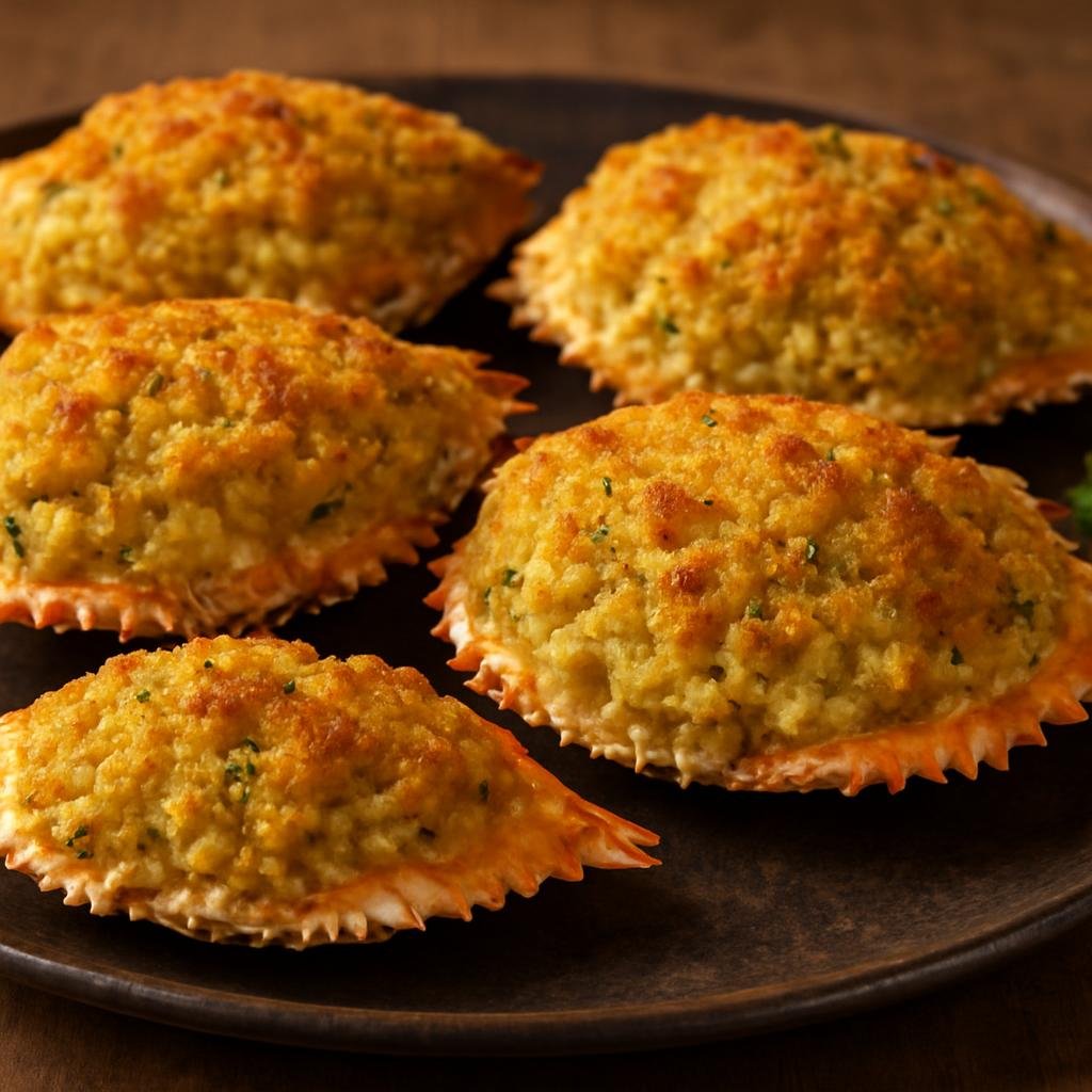 Entree: Sint Maarten (Dutch part) – National Cuisine – Crab Backs (Baked Caribbean crab mixture stuffed into shells and finished with a golden breadcrumb topping) recipe