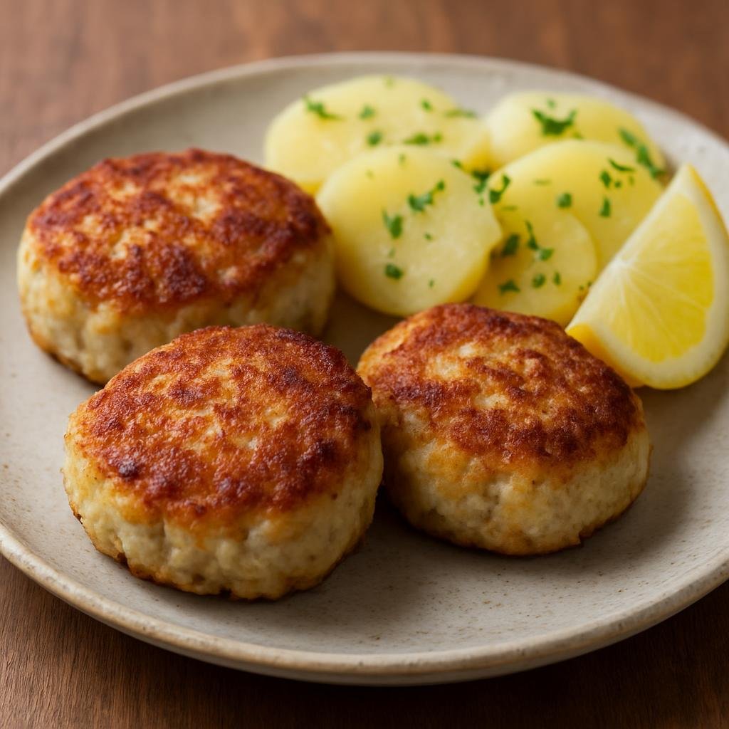 Entree: Faroe Islands – Central Culinary Region – Fiskafrikadellur (Pan-fried Faroese fishcakes made from minced white fish and potato, seasoned simply and served hot) recipe
