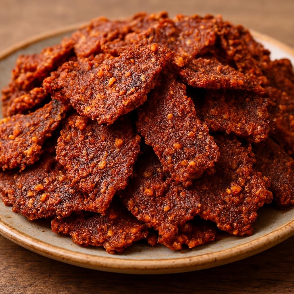 Entree: Niger – Kilishi (Spiced, sun- or oven-dried West African beef jerky coated with a ground-peanut and chili paste) recipe