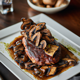 Entrée: United States – Grilled Porterhouse Steak with Garlic Portobello Mushrooms recipe