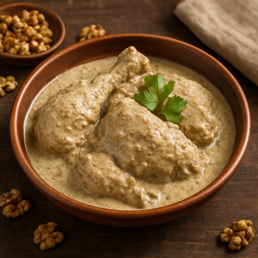 Entree: Georgia – Adjara – საცივი ➤ satsivi (Georgian walnut sauce served over poached or roasted poultry) recipe