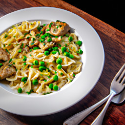 Entrée: United States – Lemon Garlic Chicken and Peas Farfalle recipe