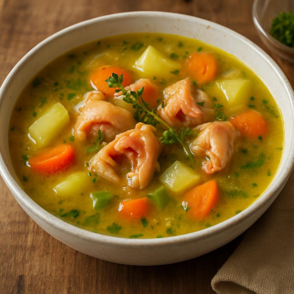 Entree: Antigua and Barbuda – Central Culinary Region – Conch Water (Light, flavorful Caribbean conch broth simmered with vegetables and island seasonings) recipe
