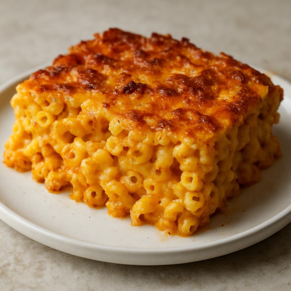 Entree: Barbados – Central Culinary Region – Bajan Macaroni Pie (Baked Caribbean-style cheesy elbow macaroni casserole with eggs and island spices) recipe