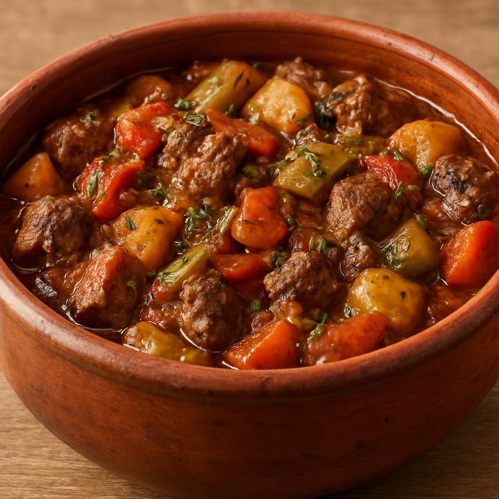 Entree: Bulgaria – Central Culinary Region – гювеч ➤ gyuvech (Slow-baked mixed meat and vegetable stew cooked in an earthenware casserole) recipe