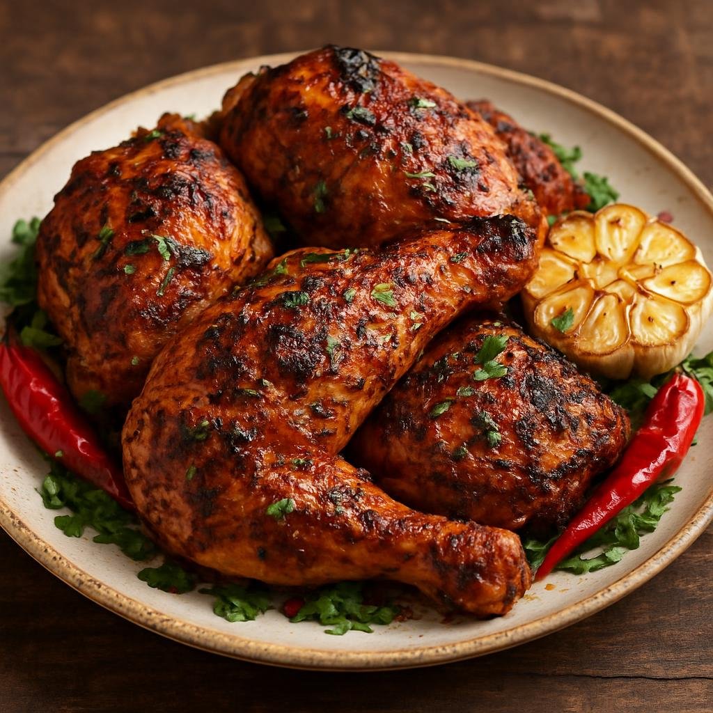 Entree: French Guiana – Central Culinary Region – Poulet Boucané (Smoked, marinated Creole-style chicken flavored with garlic, hot pepper, and fresh herbs) recipe