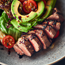 Entrée: United States – Grilled Steak with Avocado and Cherry Tomato Salad recipe