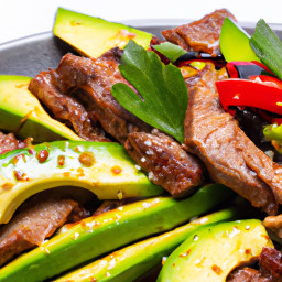 Entrée: United States – Spicy Beef Stir-Fry with Peppers and Avocado recipe