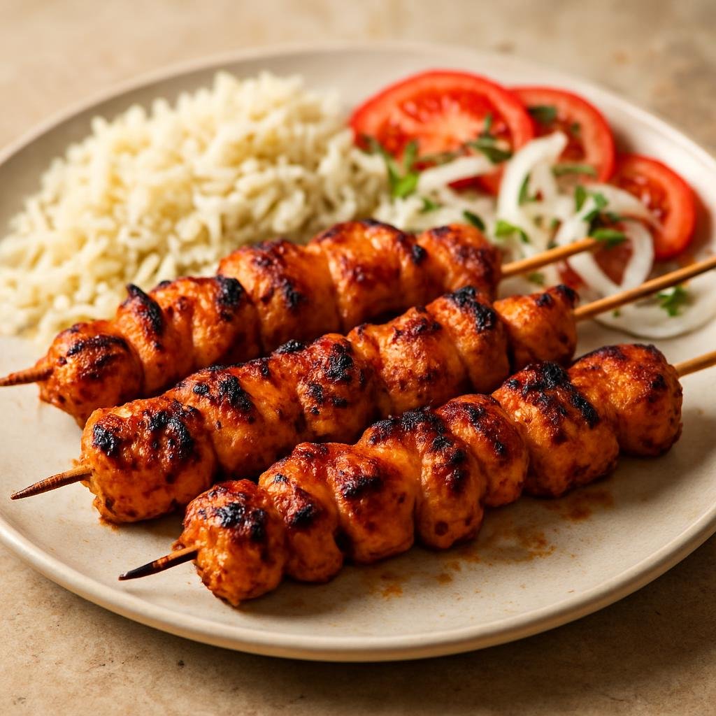 Entree: Jordan – شيش طاووق ➤ Shish Ṭāwūq (Charred skewered chicken marinated in yogurt, tomato and warm spices, typical Levantine grilled chicken) recipe
