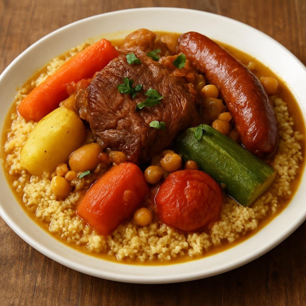 Entree: Morocco – Casablanca & Atlantic Coast – Couscous Royale (steamed couscous with meats and vegetables) recipe