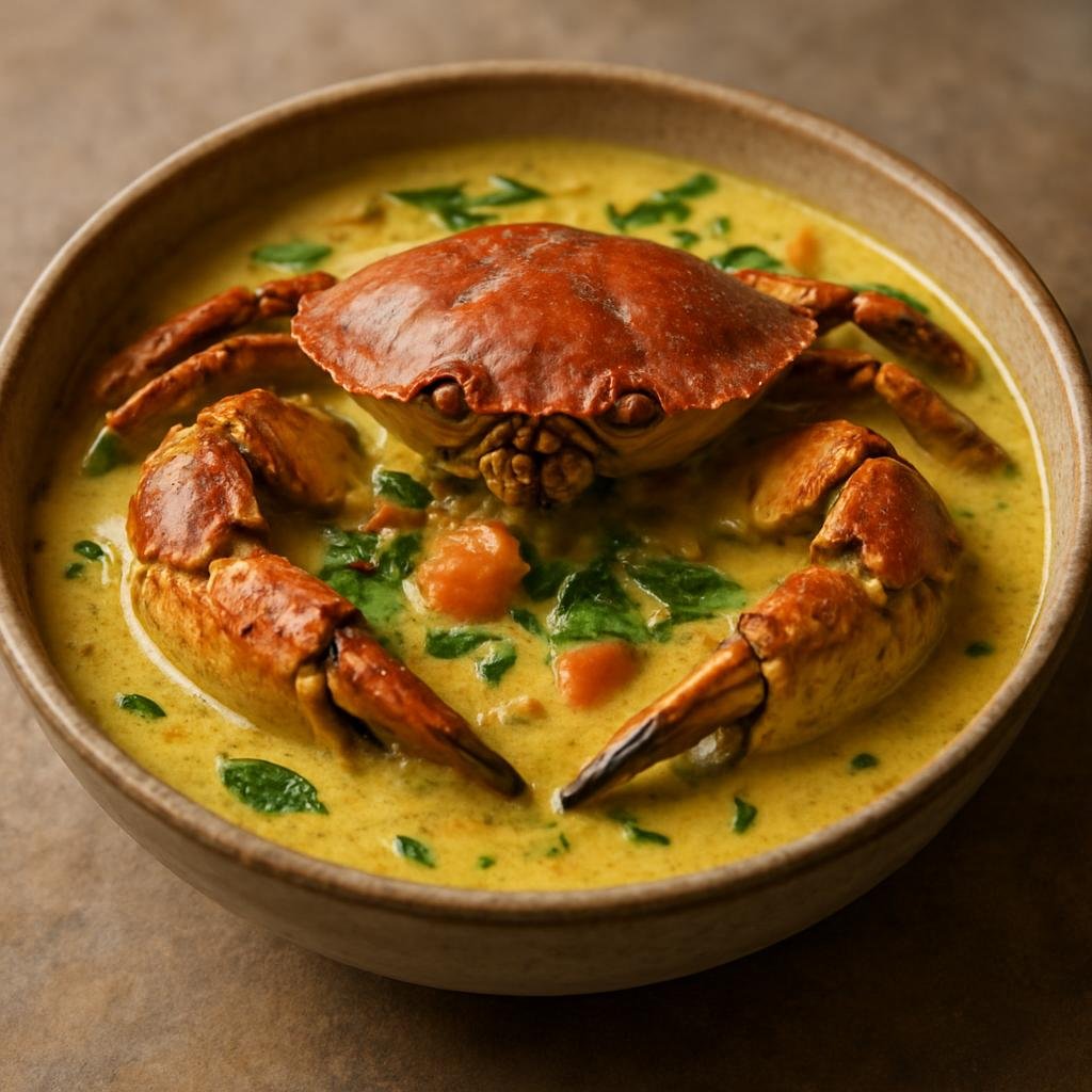 Entree: Nauru – Coconut Crab (Large land crab cooked in rich coconut milk with island aromatics, a traditional Nauruan seafood stew) recipe