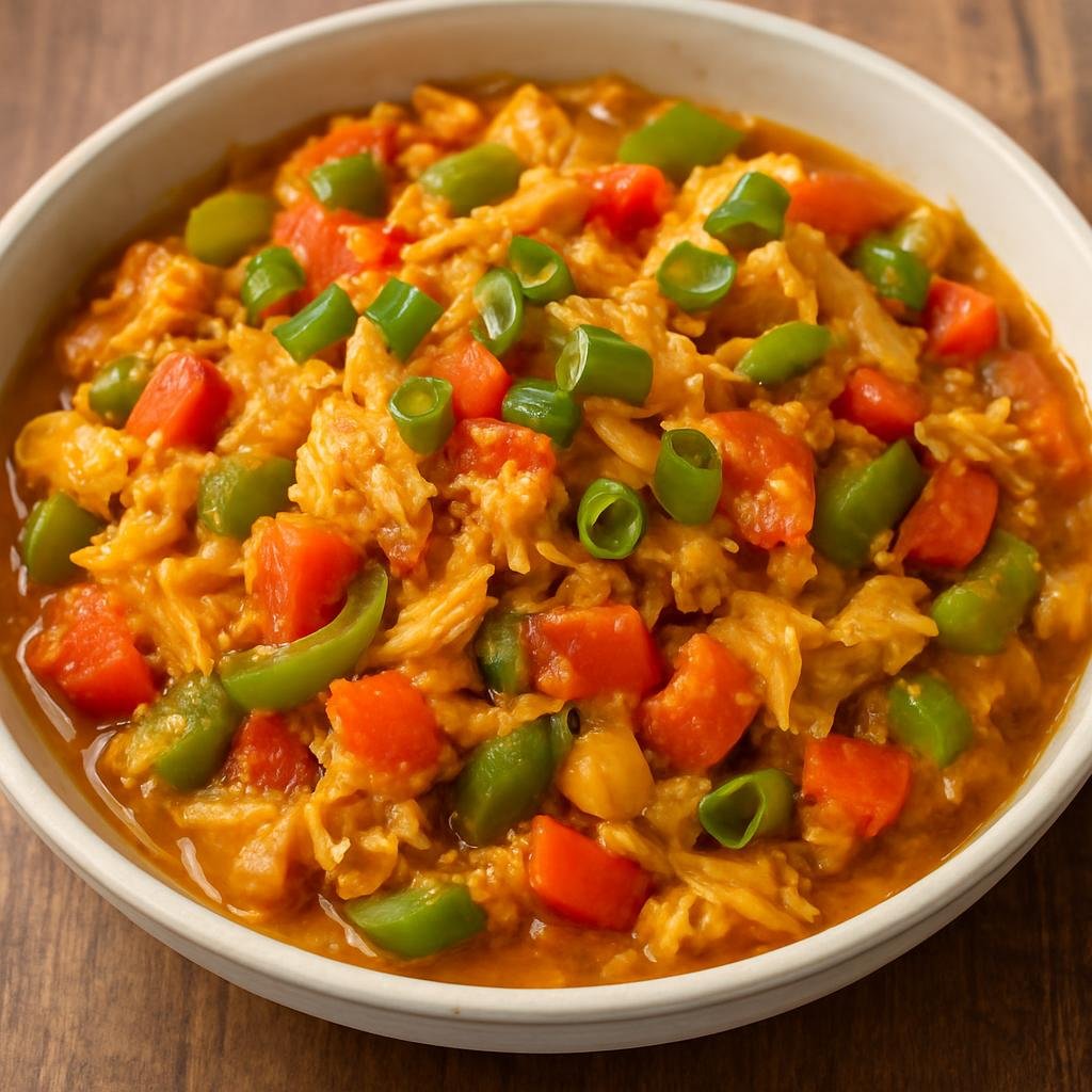 Entree: Saint Kitts and Nevis – Stewed Saltfish (Salted cod stewed with vegetables, peppers, and Caribbean spices) recipe