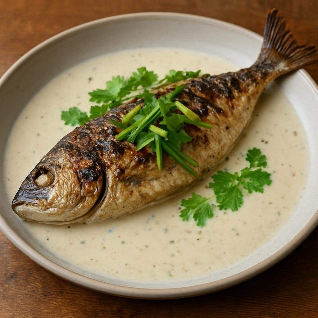 Entree: Tuvalu – Grilled Fish with Coconut Sauce (Grilled whole or filleted fish served with a creamy coconut-based island sauce) recipe