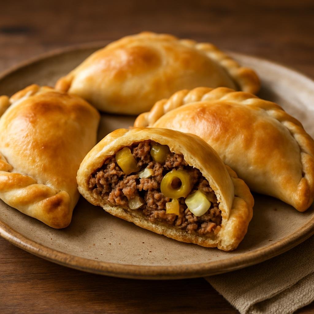Entree: Uruguay – Empanadas Criollas (Savory baked turnovers of dough filled with a seasoned beef mixture often with onions, hard-boiled egg, olives, and spices) recipe