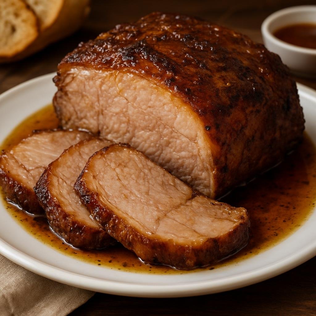 Entree: Romania – Banat – Friptură de porc (Seasoned pork roast pan-roasted or oven-roasted until browned with pan juices or gravy) recipe
