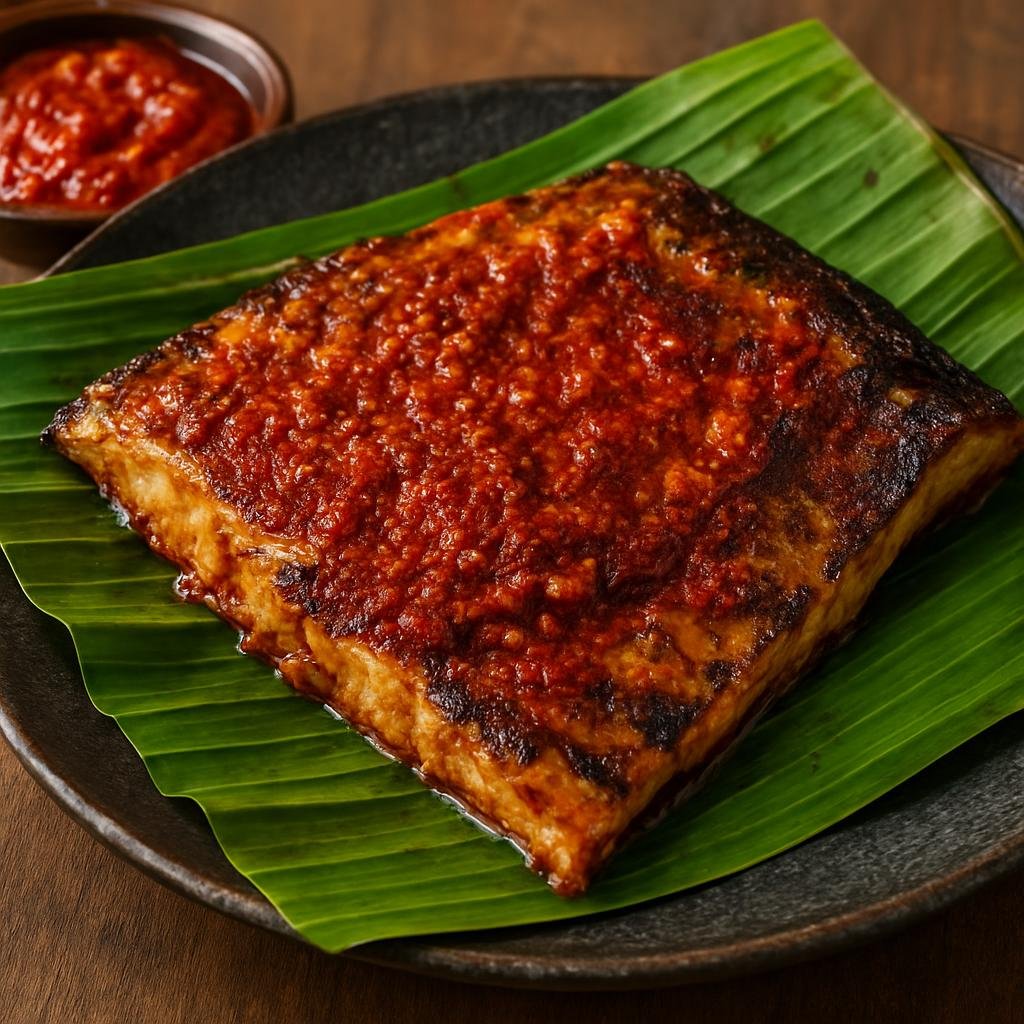 Entree: Singapore – Chinese Singapore – Sambal Stingray (Grilled stingray wing slathered with spicy sambal paste and served on banana leaf) recipe