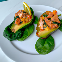 Entrée: United States – Salmon and Spinach Stuffed Avocados recipe