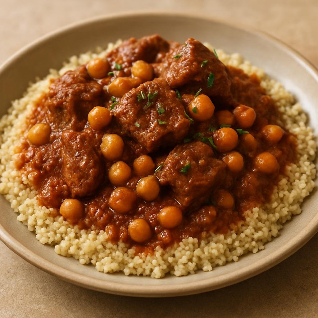 Entree: Mauritania – National Cuisine – مارو ويكوس ➤ Maru We-Koos (Hearty Mauritanian lamb and chickpea stew served over couscous) recipe