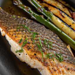 Entrée: United States – Cajun Sea Bass with Grilled Asparagus recipe