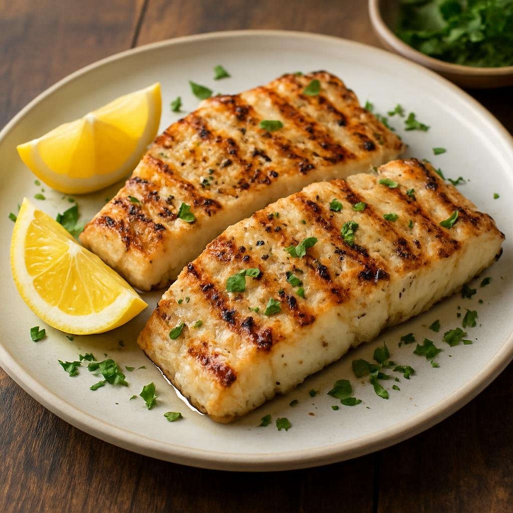 Entree: Falkland Islands (Malvinas) – Central Culinary Region – Grilled Toothfish (Charred toothfish fillets simply seasoned with lemon and herbs) recipe