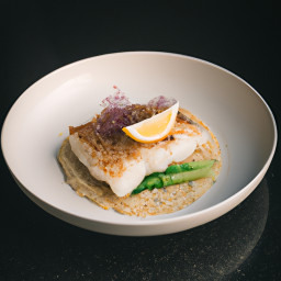 Entrée: United States – Lemon Panko-Crusted Sea Bass recipe